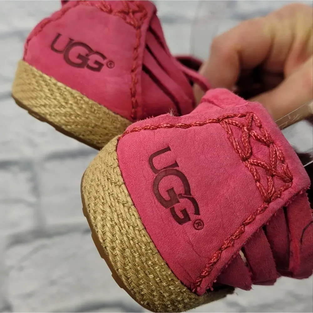 UGG Bright Barbiecore Pink Suede Tippie Espadrilles size 6